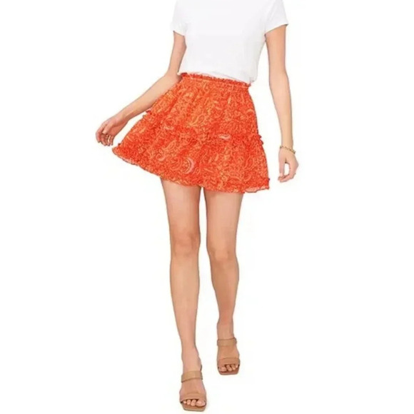 Tiered Paisley Print A-Line Tiered Coordinating Mini Skirt XS - Picture 4 of 7